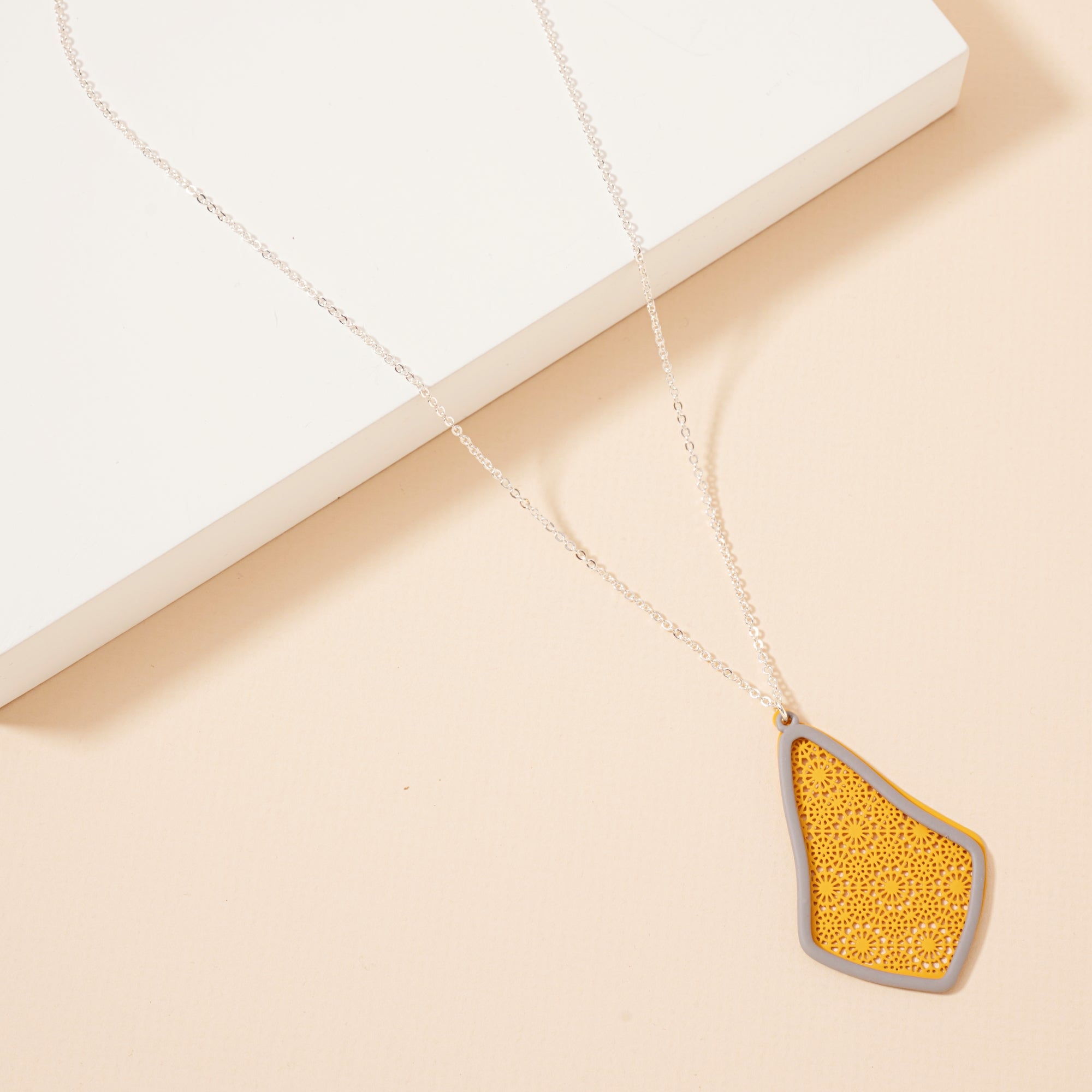 Geometric Two Tone Pendant Necklace