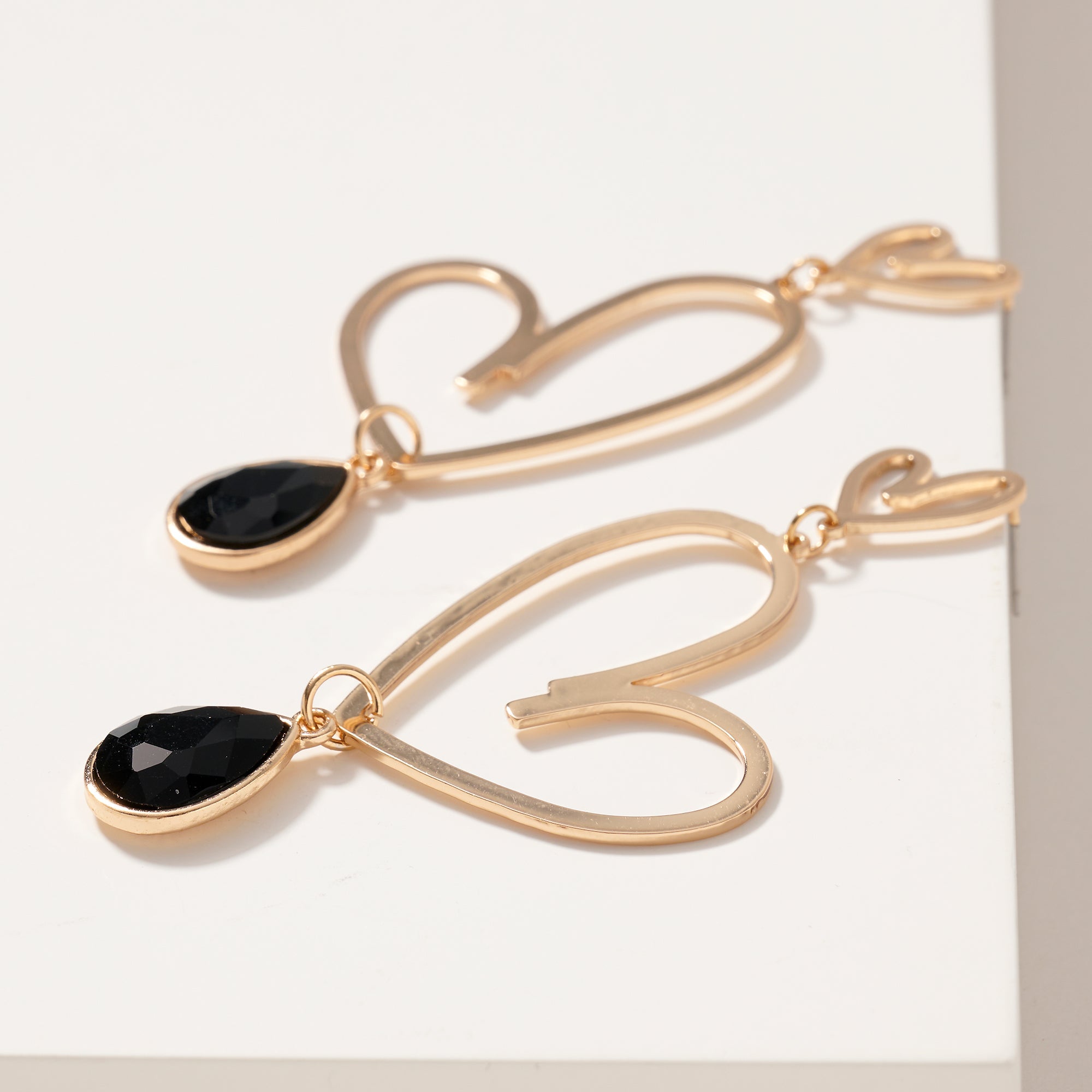 Heart Drop Stone Dangle Earrings