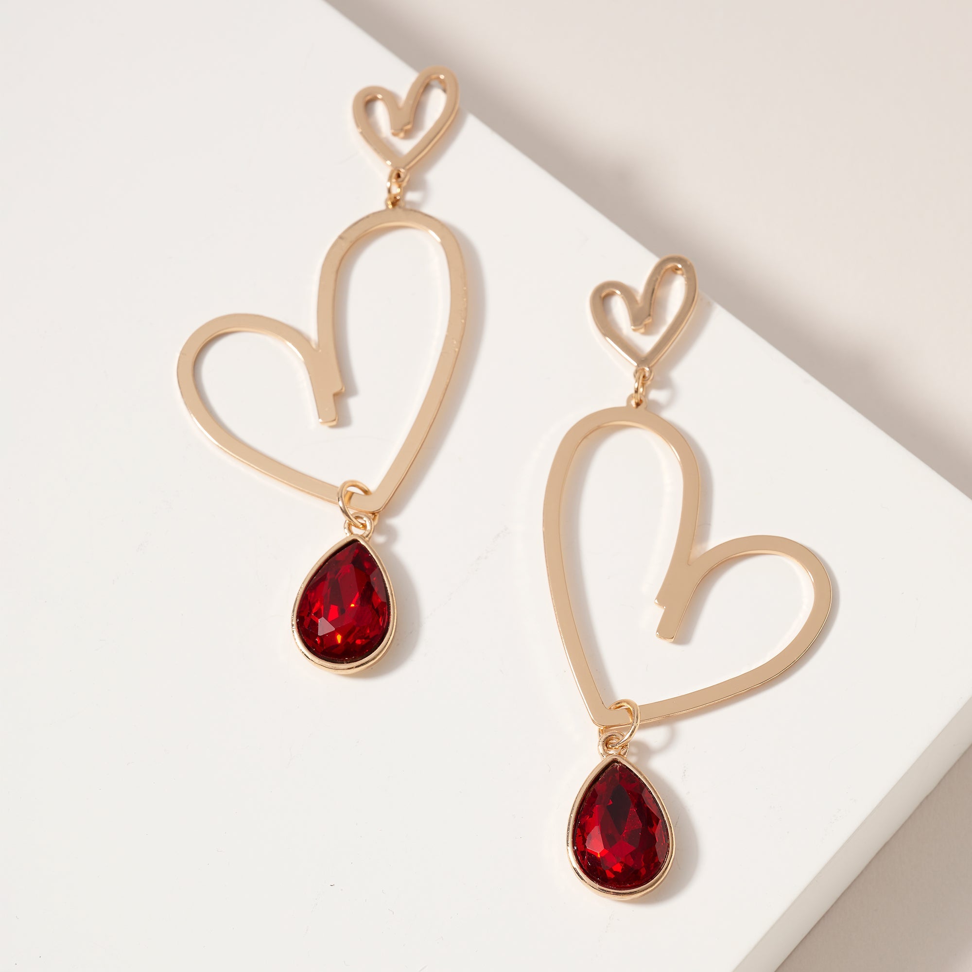Heart Drop Stone Dangle Earrings