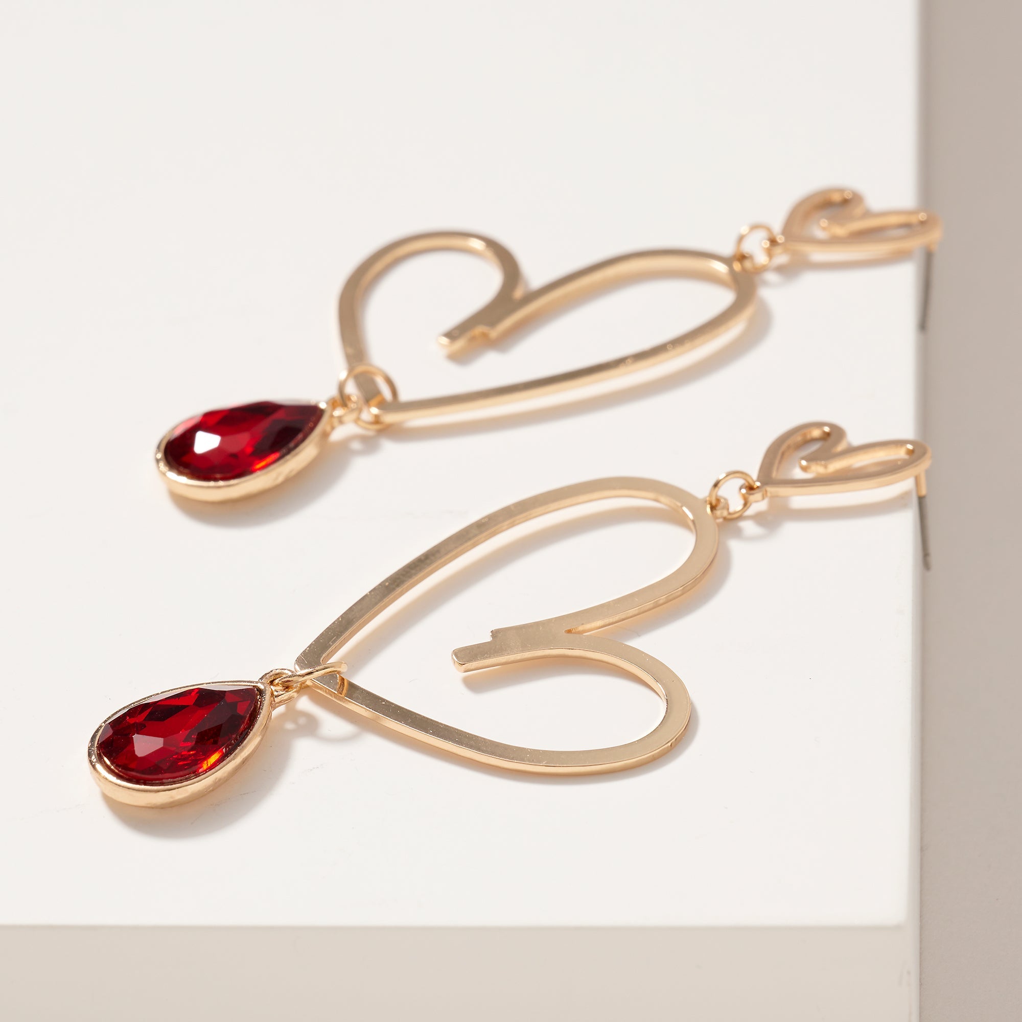Heart Drop Stone Dangle Earrings
