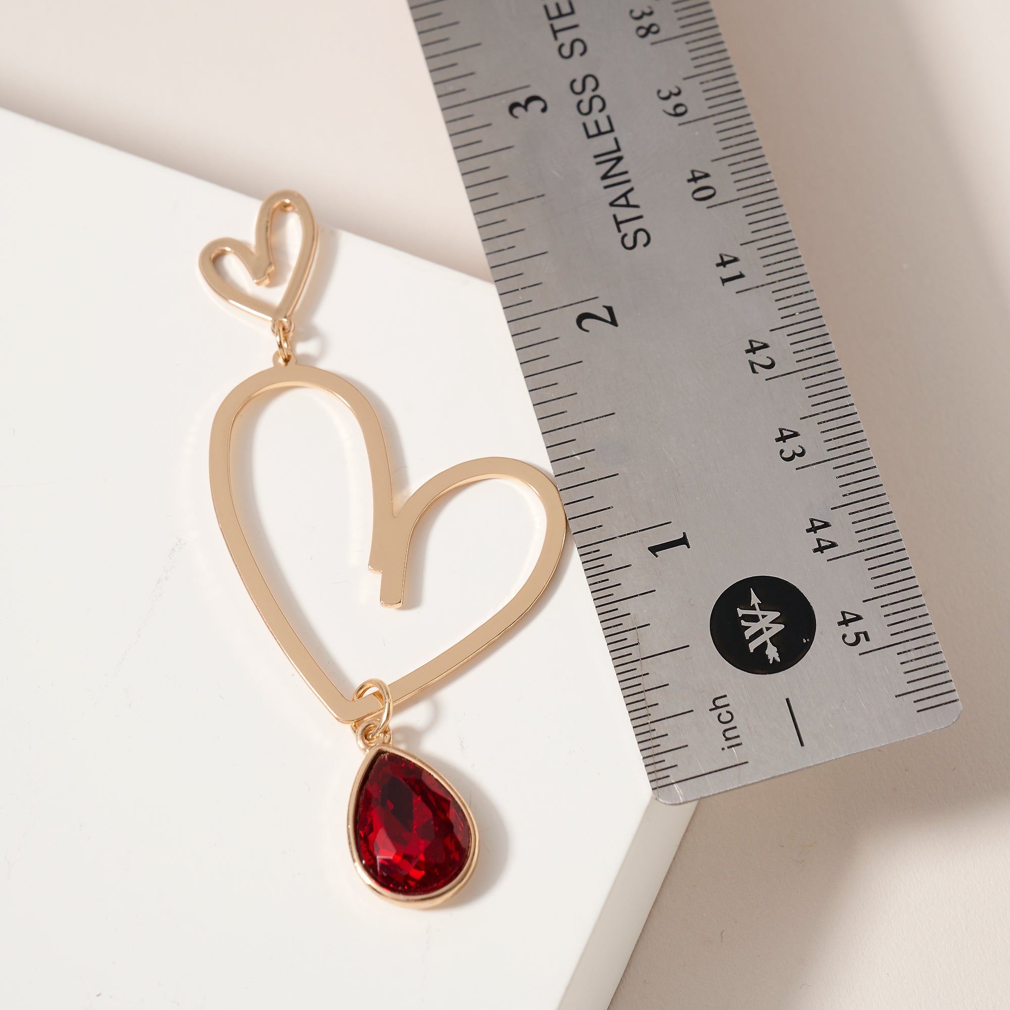 Heart Drop Stone Dangle Earrings